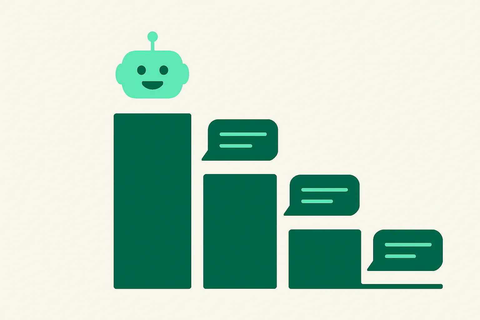 Illustration: several chat bubbles ranked in a leaderboard with one on top, best chatbots comparison